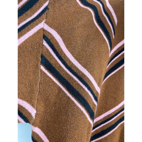 Nine West Womens Chevron Half Zip Sweater Brown Pink XL Striped Knit Pullover - Picture 9 of 9